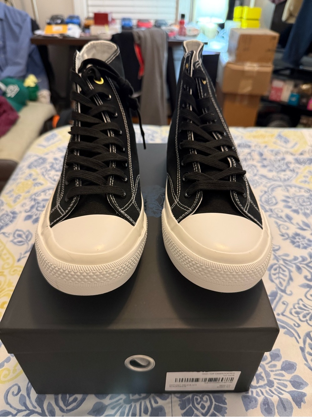 Darc Sport Black Canvas High-Top Sneakers with White Toe